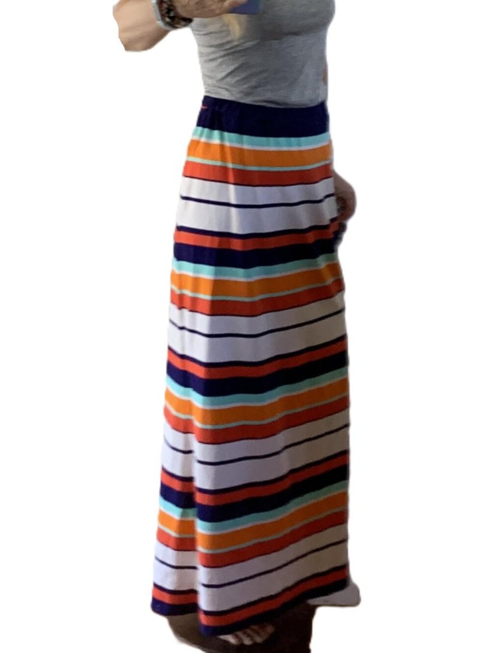 Olive & Oak Striped Maxi Skirt | Colorful Cotton Blend | Size Small - Picture 3 of 10